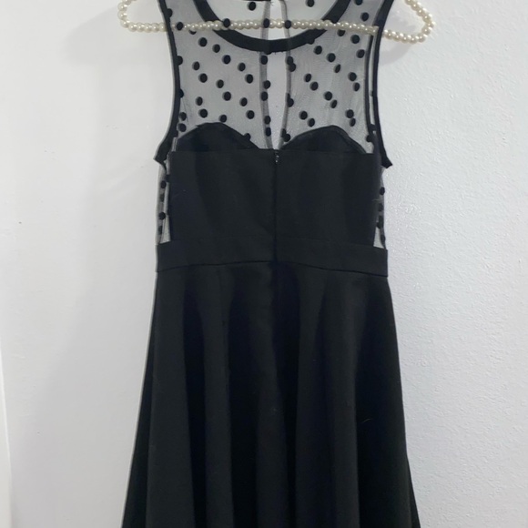 Anthropologie Coincidence & Chance Polka Dot Dress Size Medium Black Mesh Mini - Picture 3 of 5